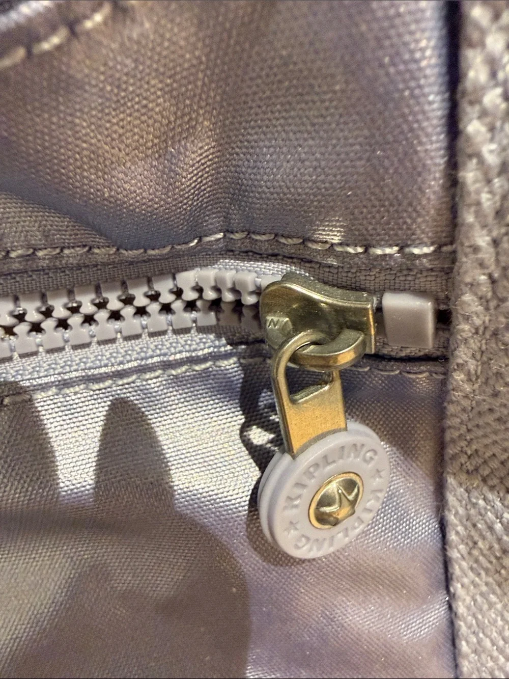 Kipling Metallic Gray blue Travel Tote Bag